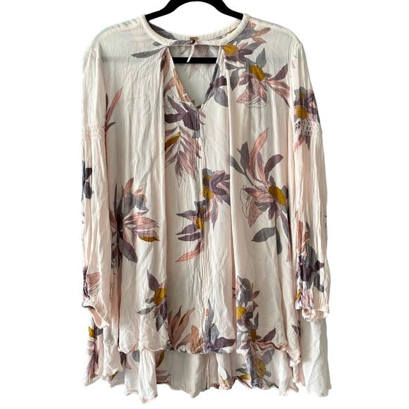 Free People Swing Dress Orchid Pink Floral Tunic Boho Chic Rayon w/Pockets Small - Picture 3 of 15